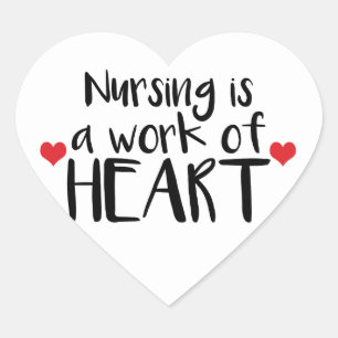 Nursing is a Work of Heart - Red Hearts Heart Sticker
