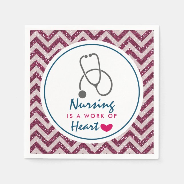 Nursing is a work of Heart Saying w/ Stethescope Napkin (Front)