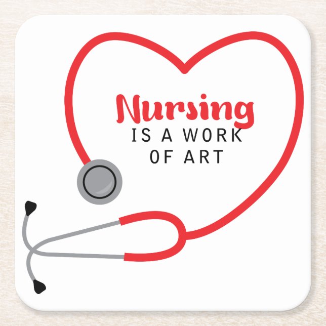Nursing Is Art Square Paper Coaster (Front)