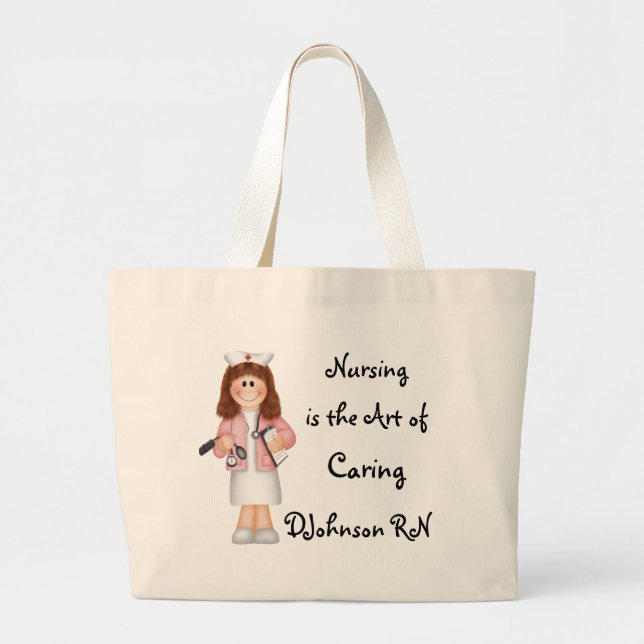 Nursing is the Art of Caring Large Tote Bag (Front)