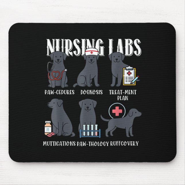 Nursing Labs Black Dog Paw-Cedures Halloween Dog Mouse Pad (Front)