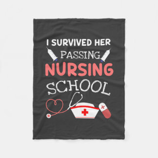 Nursing Life I Survived Her Passing Nursing School Fleece Blanket