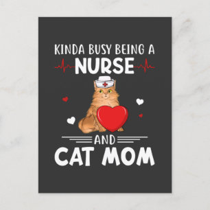 Nursing Life   Nurse And Cat Mum Invitation Postcard