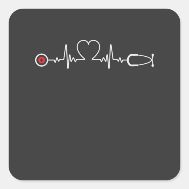Nursing Life | Nurse Heartbeat Square Sticker (Front)