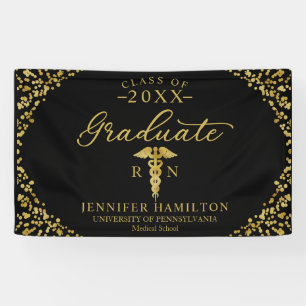Nursing Medical School Black Gold Graduation Banner