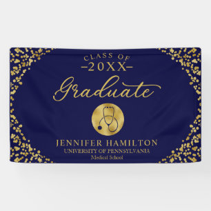 Nursing Medical School Blue Gold Graduation Banner