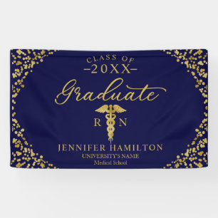Nursing Medical School Blue Gold Graduation Banner
