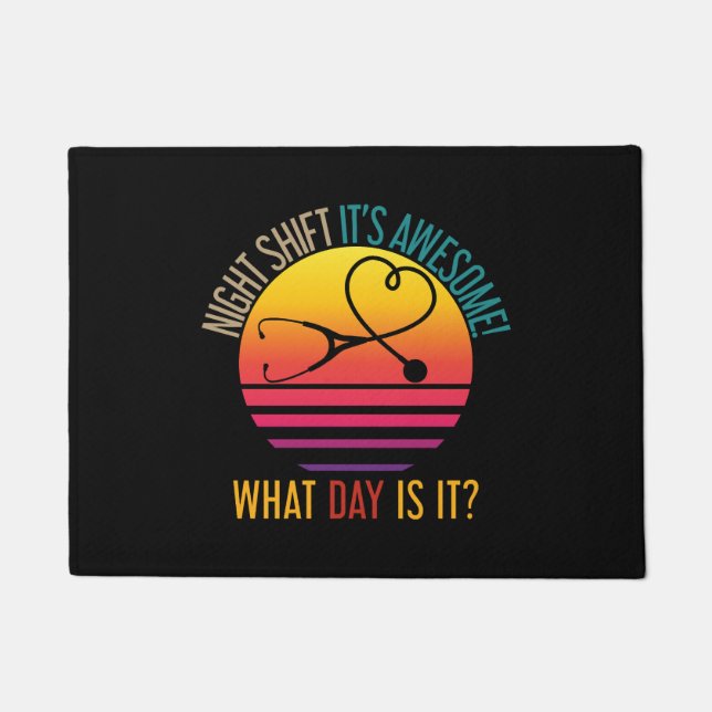 Nursing Night Shift Funny Quote Nurse Doormat (Front)