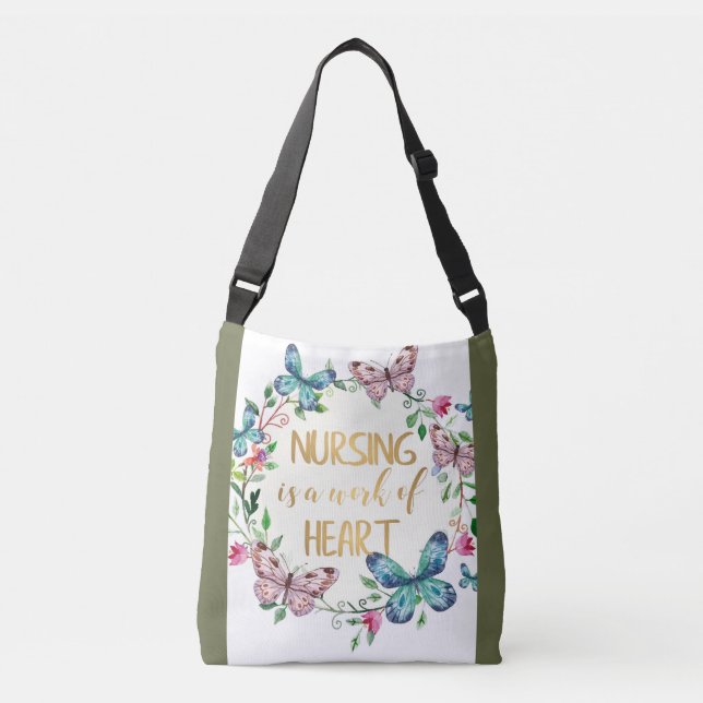 Nursing Nurse Thank You Appreciation Gift Quote Crossbody Bag (Front)