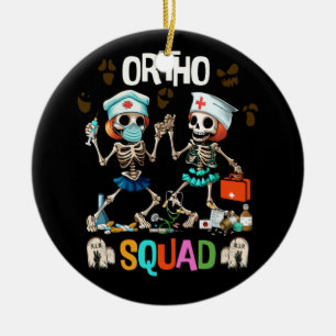 Nursing Ortho Squad Skeletons Halloween Orthopedic Ceramic Tree Decoration