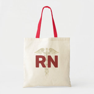 Nursing RN Caduceus Burgundy Tote Bag