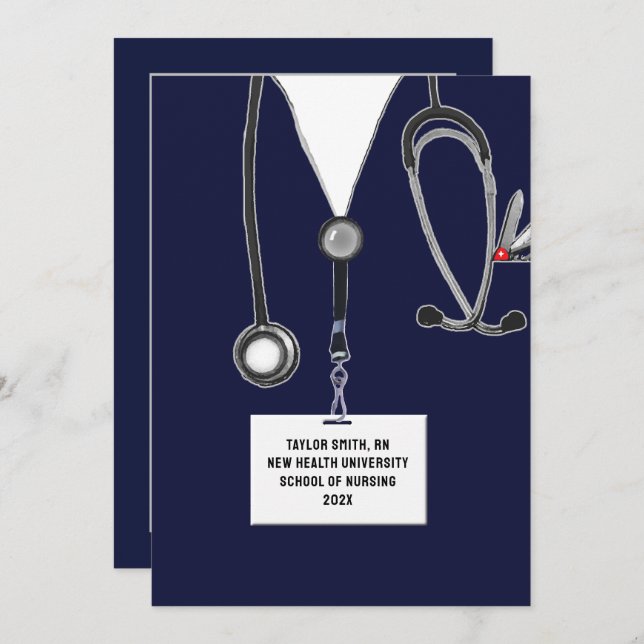 Nursing School Grad Party Invitation (Front/Back)