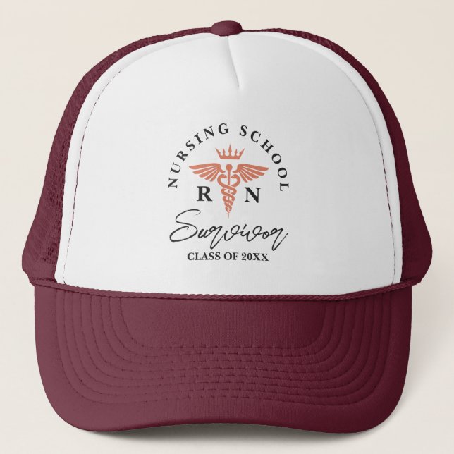 Nursing School Graduate Caduceus Gift Trucker Hat (Front)