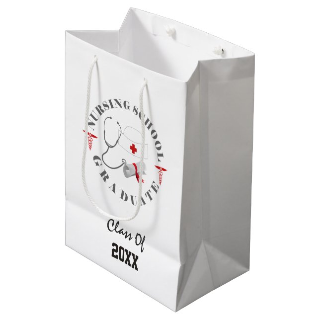 Nursing School Graduate Gear Medium Gift Bag (Front Angled)