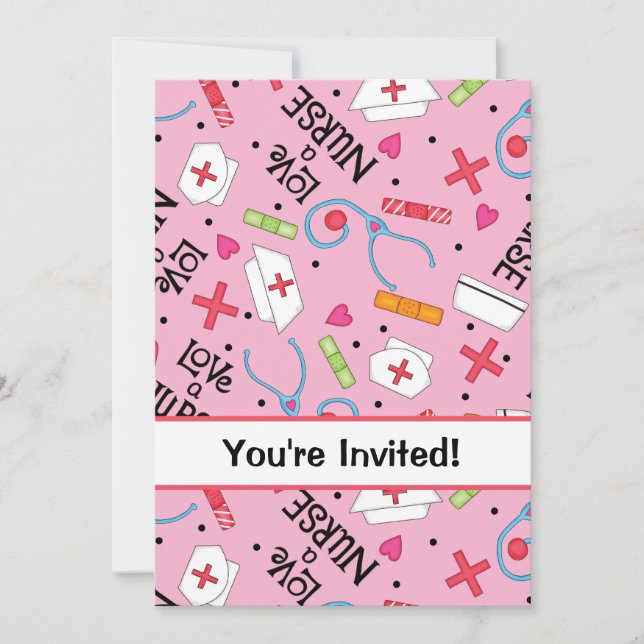 Nursing School Graduation Celebration Pink Invitation (Front)