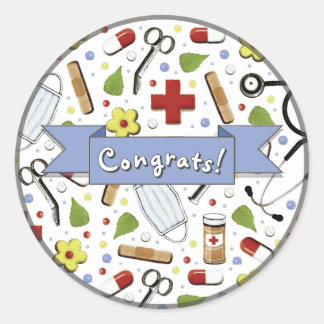 Nursing School Graduation Congrats Classic Round Sticker