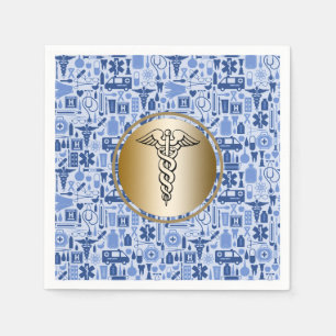 Nursing School Graduation Gold Caduceus Napkin