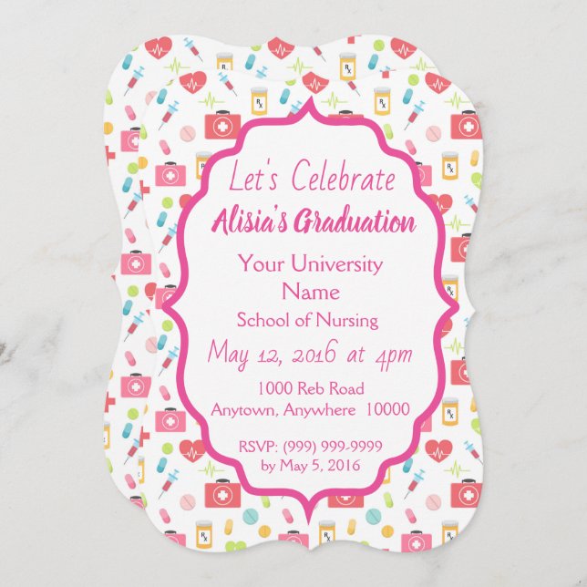 Nursing School Graduation Invitation (Front/Back)