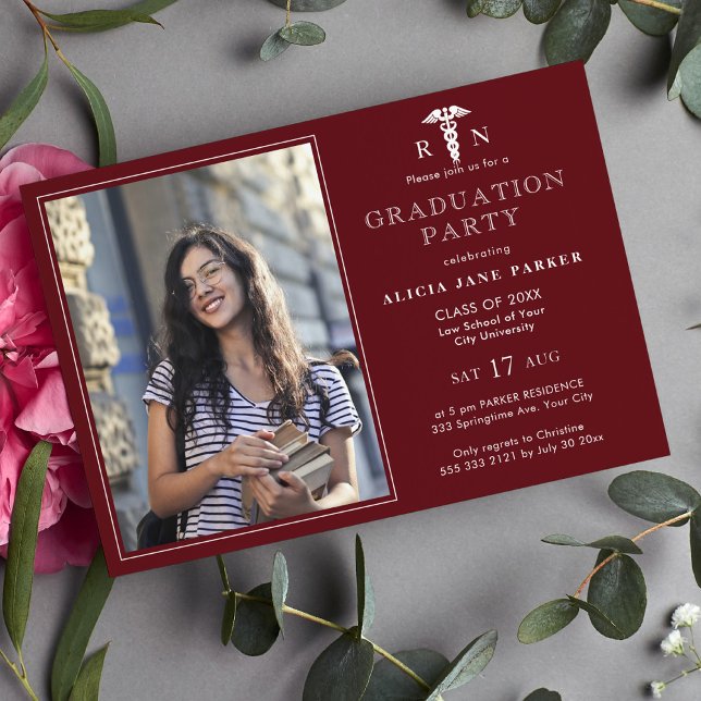 Nursing school graduation modern photo invitation (Creator Uploaded)