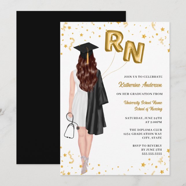 Nursing School Graduation Party Invitation (Front/Back)