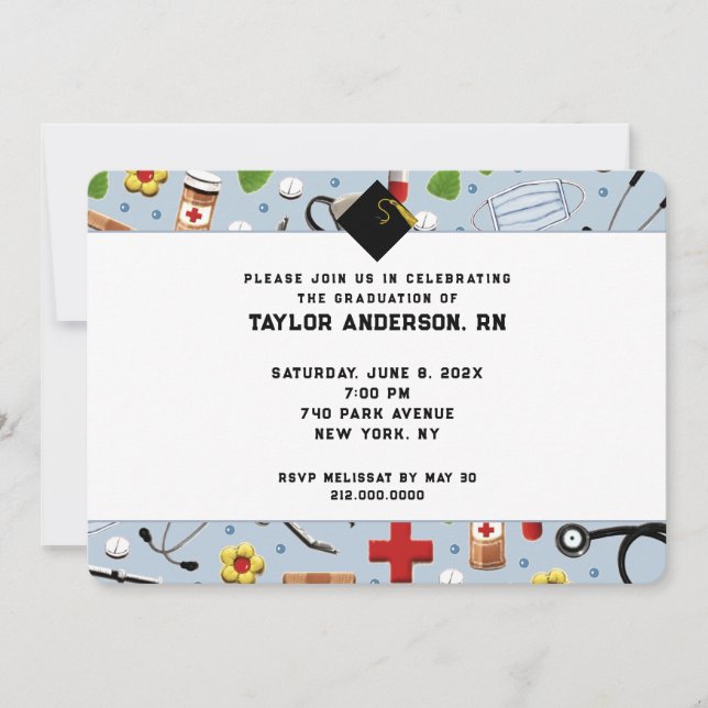 Nursing School Graduation Party Invitation (Front)