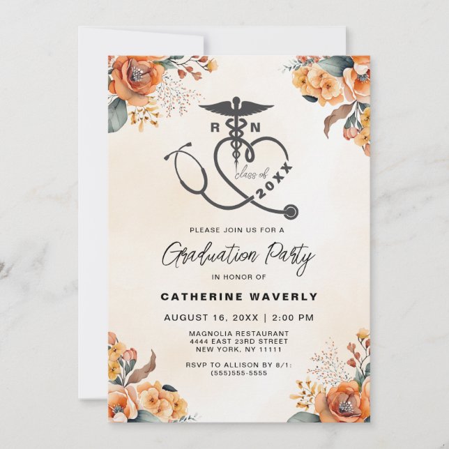 Nursing School Graduation Party Invitation (Front)
