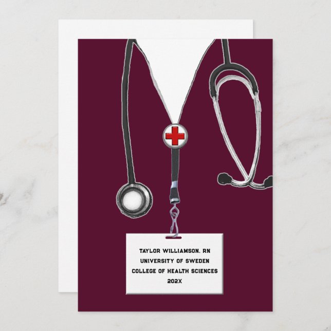 Nursing School Graduation Party Invitation (Front/Back)