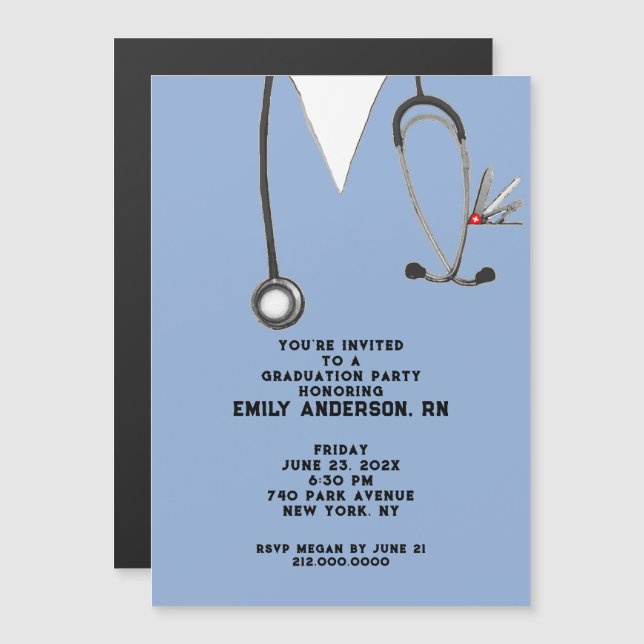 Nursing School Graduation Party Magnetic Invitation (Front/Back)