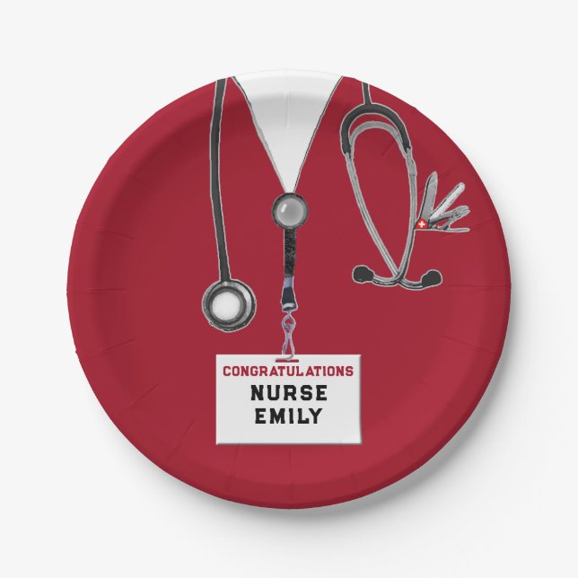 Nursing School Graduation Party Paper Plate (Front)