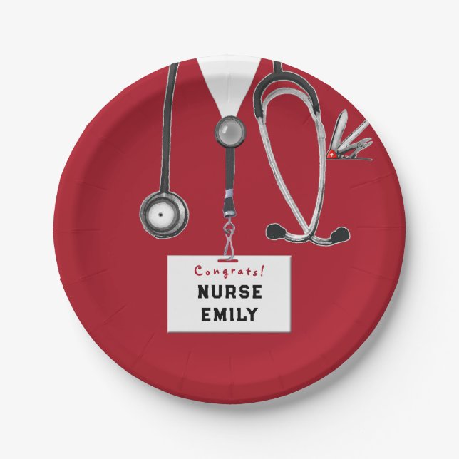 Nursing School Graduation Party Paper Plate (Front)