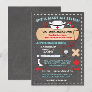 Nursing School Graduation Party Prescription Invitation