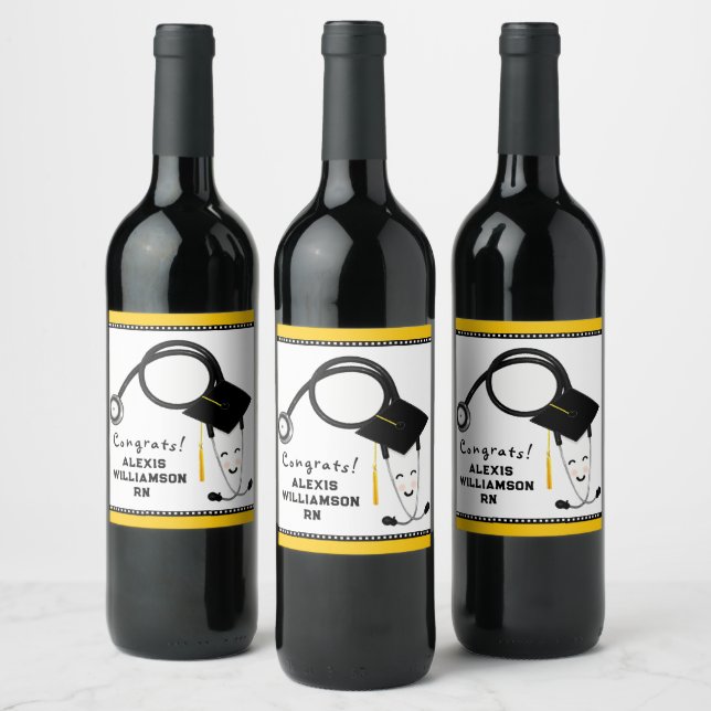 Nursing School Graduation Party Wine Label (Bottles)