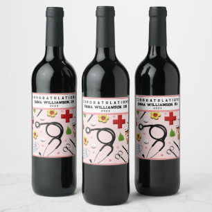 Nursing School Graduation Party Wine Label