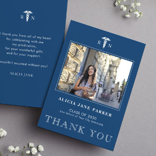 Nursing school graduation simple modern photo than thank you card