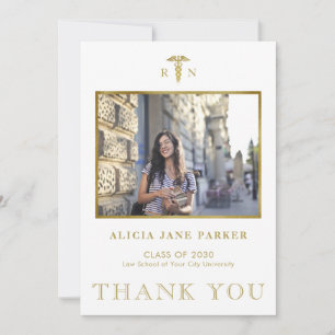Nursing school graduation simple modern photo thank you card