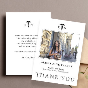 Nursing school graduation simple modern photo thank you card