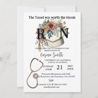Nursing School Graduation Vintage Boho Floral Invitation