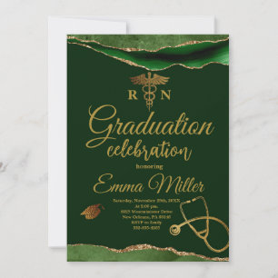 Nursing School Green and Gold Graduation Party Invitation