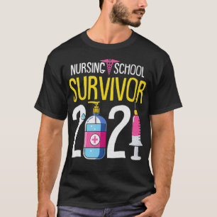 Nursing School Survivor 2021 RN Nurse Grad Student T-Shirt