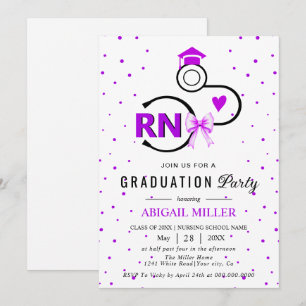 Nursing shool stethoscope purple RN graduation Invitation