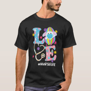 Nursing Stethoscope Scrub Life Nurse Bunny Easter T-Shirt