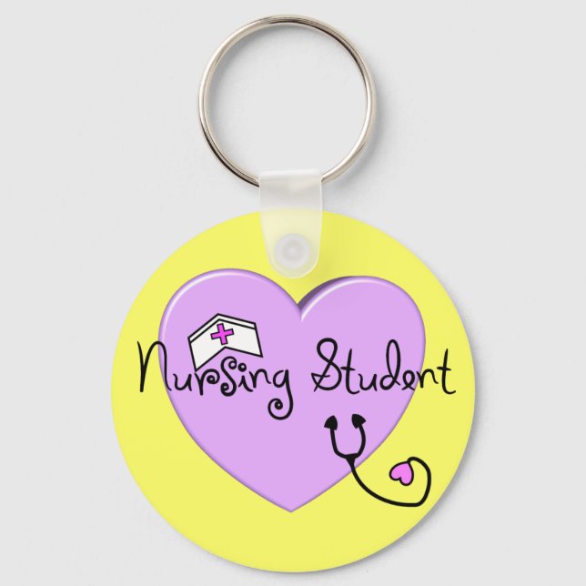 Nursing Student Pink Heart--Adorable Key Ring (Front)