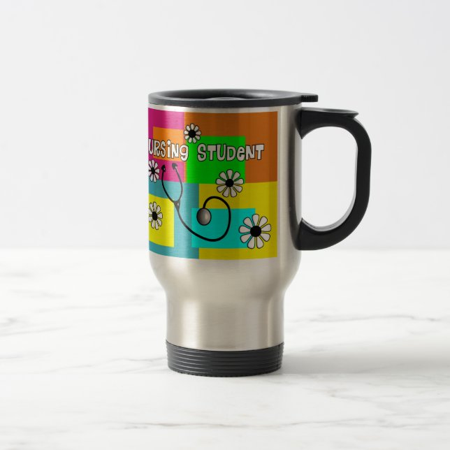 Nursing Student Retro Flowers Travel Mug (Right)