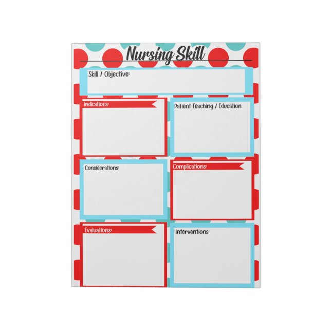 Nursing Student Skills Template Notepad (Rotated)