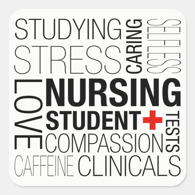 Nursing Student Text Square Sticker (Front)