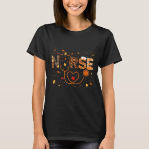 Nursing Thanksgiving Day Stethoscope Fall Nurse Co T-Shirt