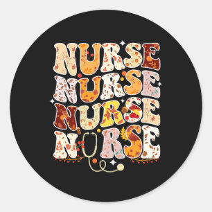 Nursing Thanksgiving Day Stethoscope Fall Nurse Li Classic Round Sticker