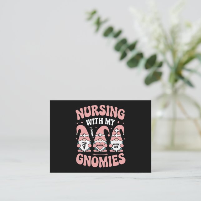 Nursing With My Gnomies Gnome Nurse Life Valentine Card (Standing Front)