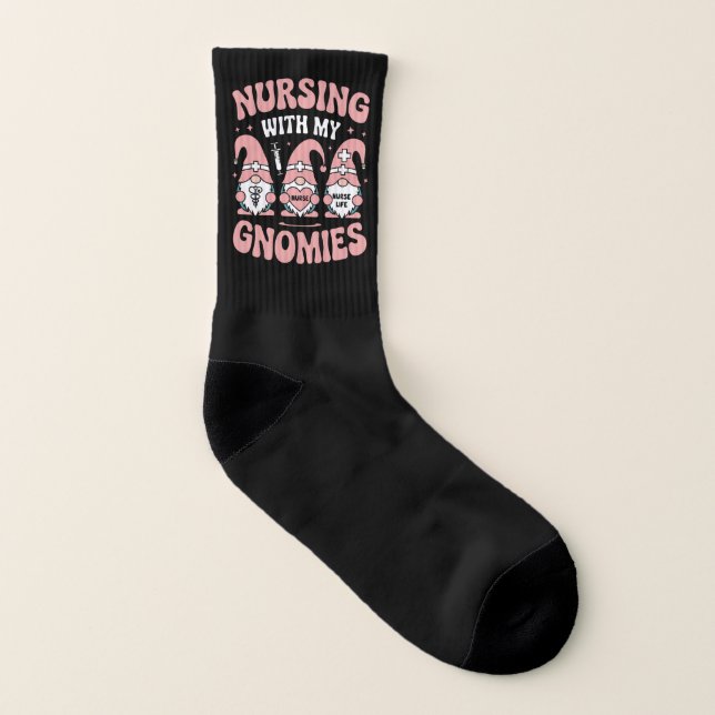 Nursing With My Gnomies Gnome Nurse Life Valentine Socks (Right Outside)