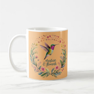 Nurture and Flourish Hummingbird Floral Design  Coffee Mug
